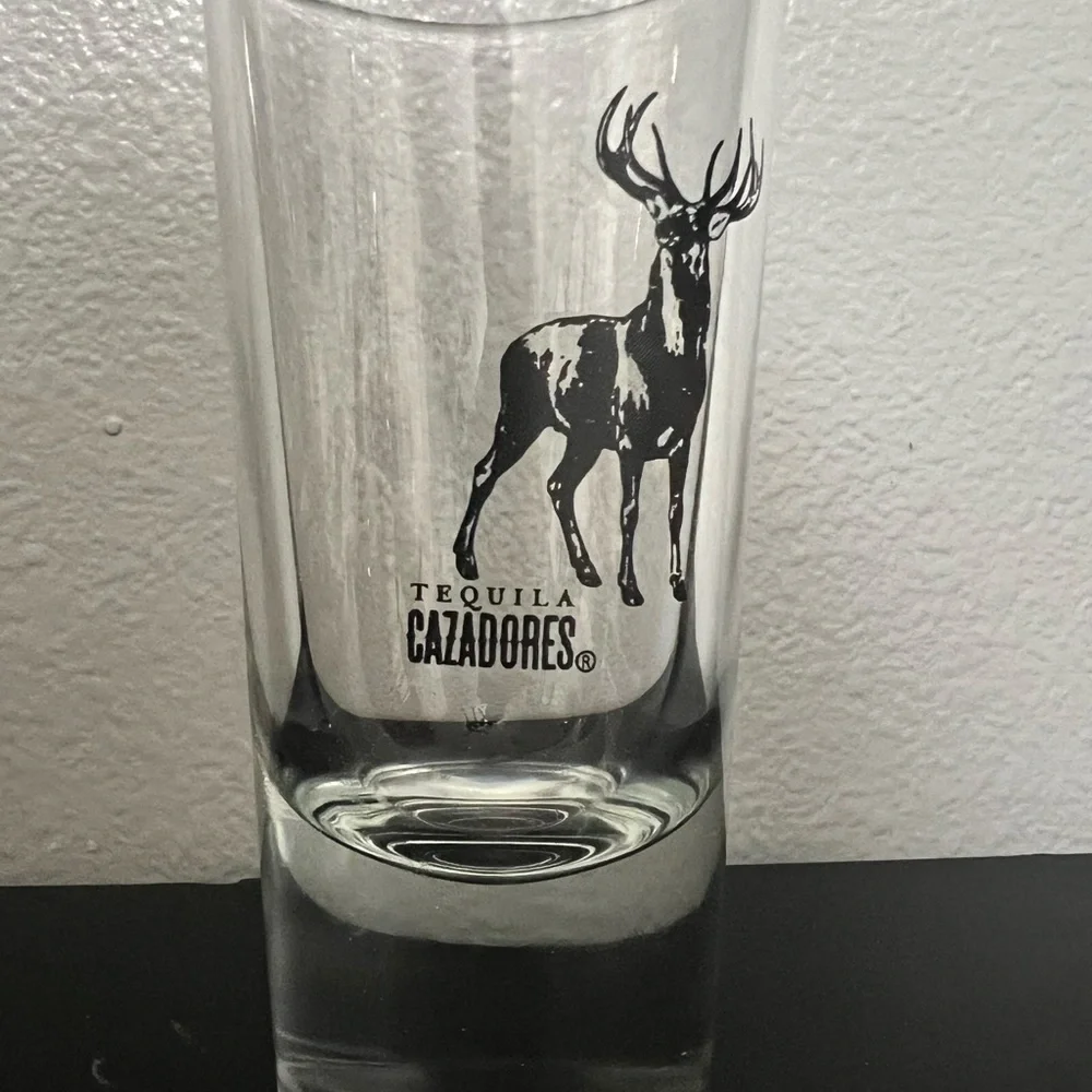 Tequila Cazadores Quadruple Shot Glass with Black Deer Design